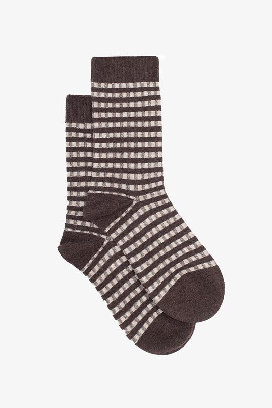 Antler | Cocoa Gingham Sock | Brown