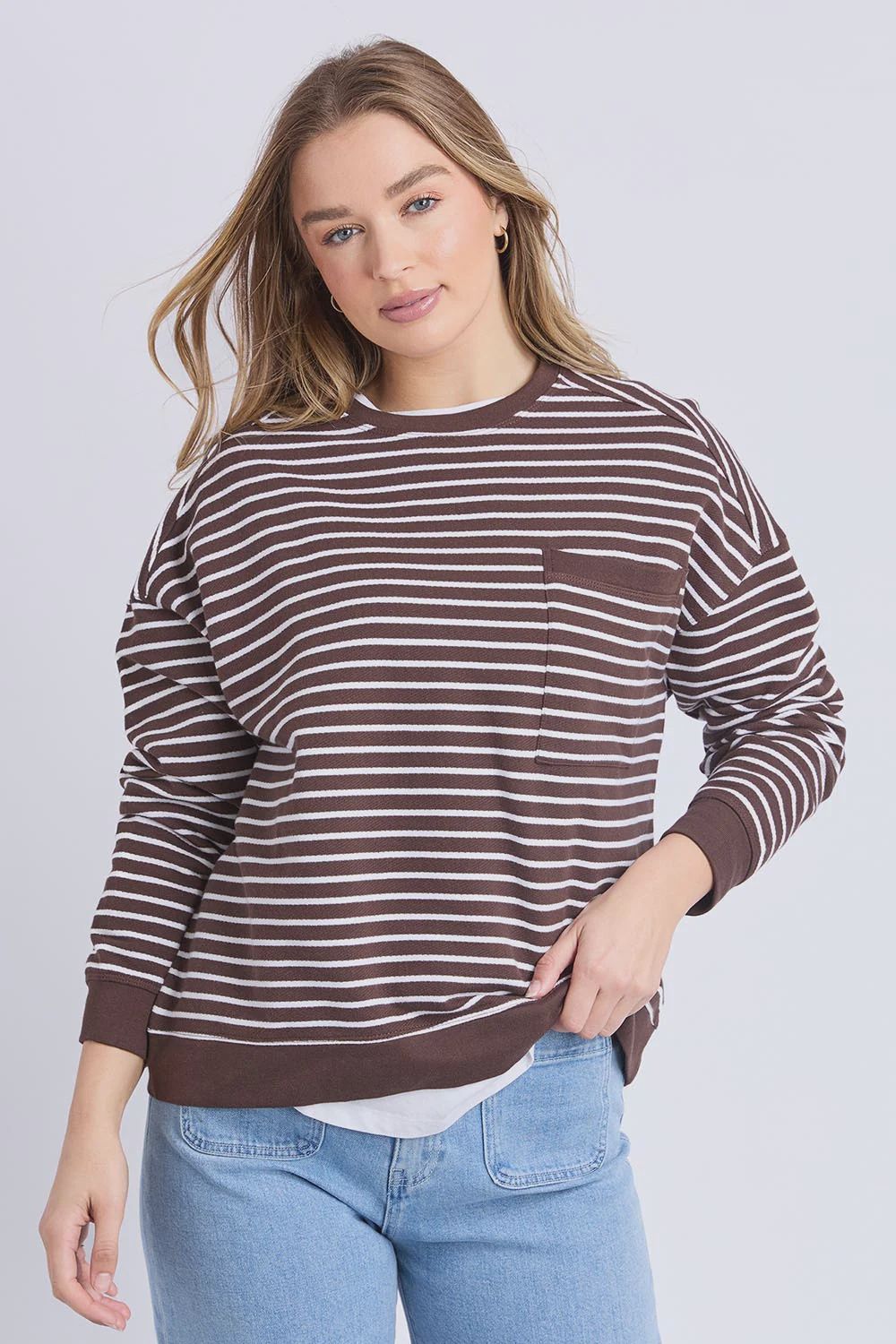 Foxwood | Original Stripe Crew | Coffee
