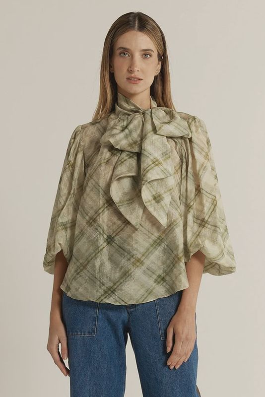 Fate and Becker | Pussybow Blouse | Moss Green