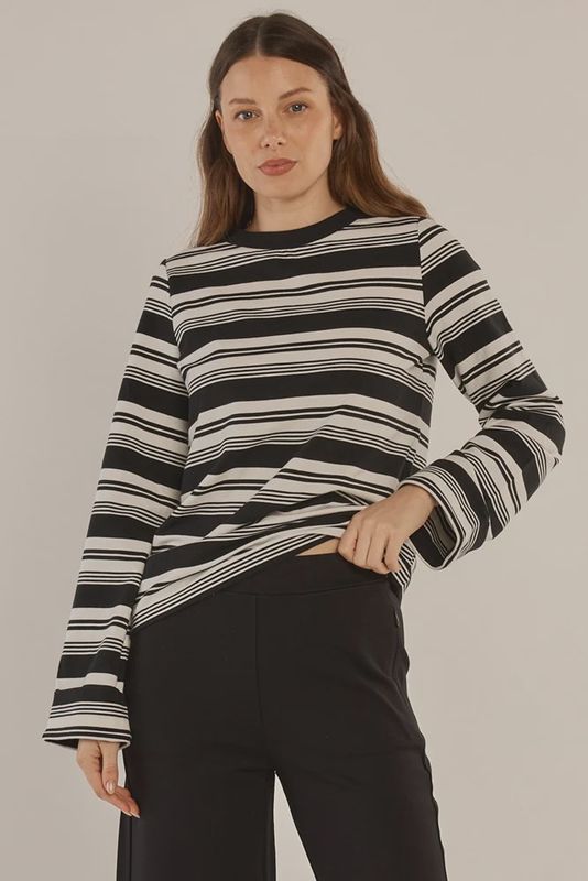 Betty Basics | Arden Top | Black and White Stripe
