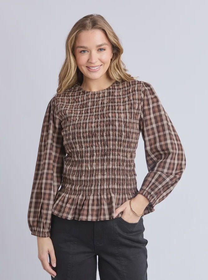 Foxwood | Coco Check Top | Coffee Check