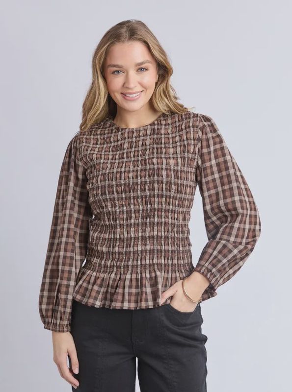 Foxwood | Coco Check Top | Coffee Check