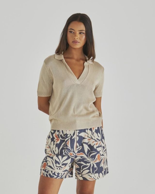 Sass | Abbie Knit Polo | Neutral