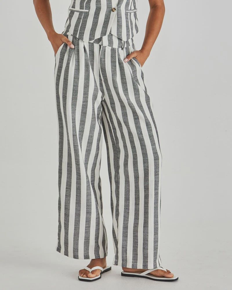 Sass | Nevada Pant | Cream Black Stripe
