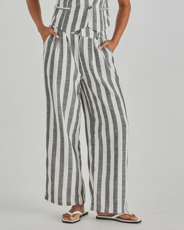 Sass | Nevada Pant | Cream Black Stripe