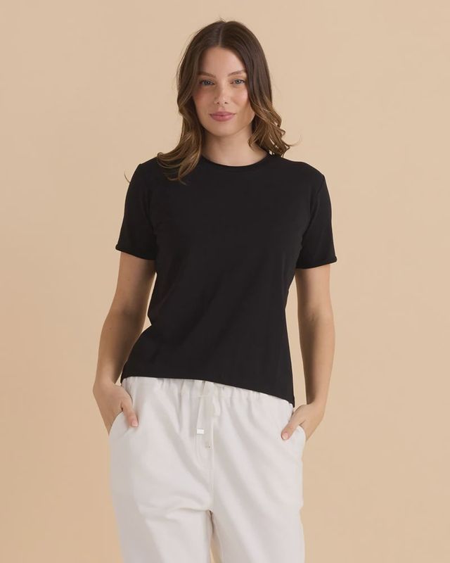 Betty Basic | Cotton Slim Fit Tee | Black