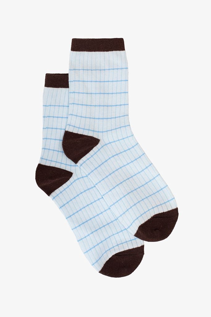 Antler | Blue Grid Sock With Choc Trim | Blue
