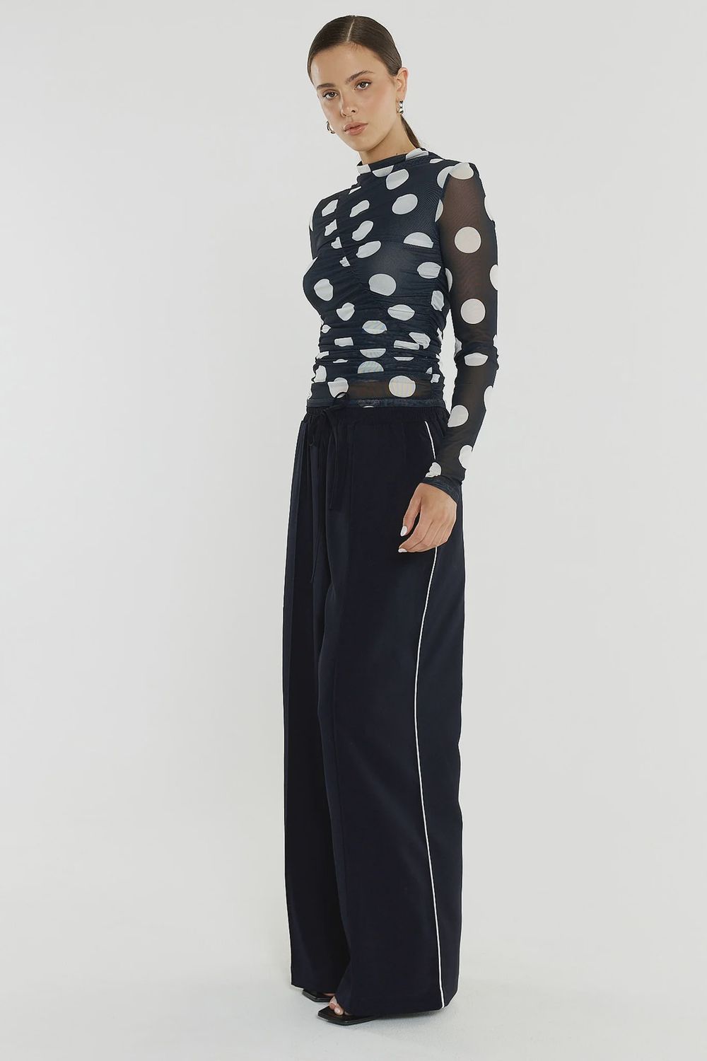 Sass | Eva Side Seam Pant | Navy/Cream