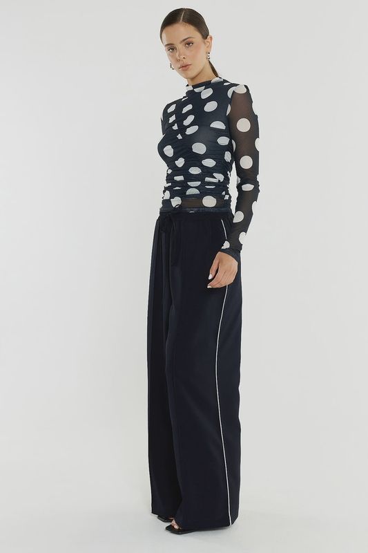 Sass | Eva Side Seam Pant | Navy/Cream