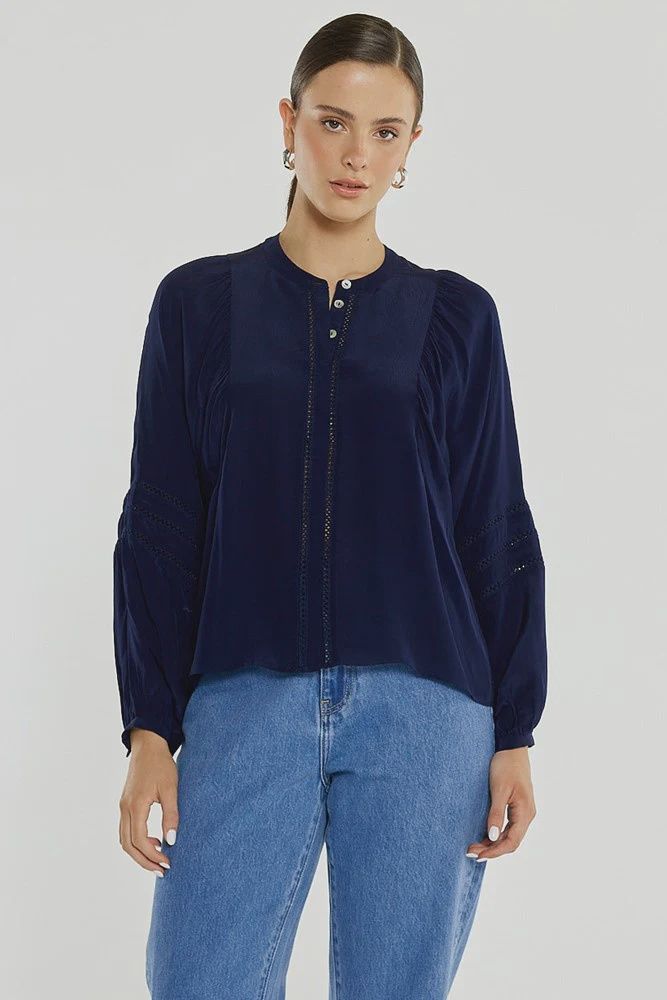 Sass | Nic Trim Blouse | Ink Navy