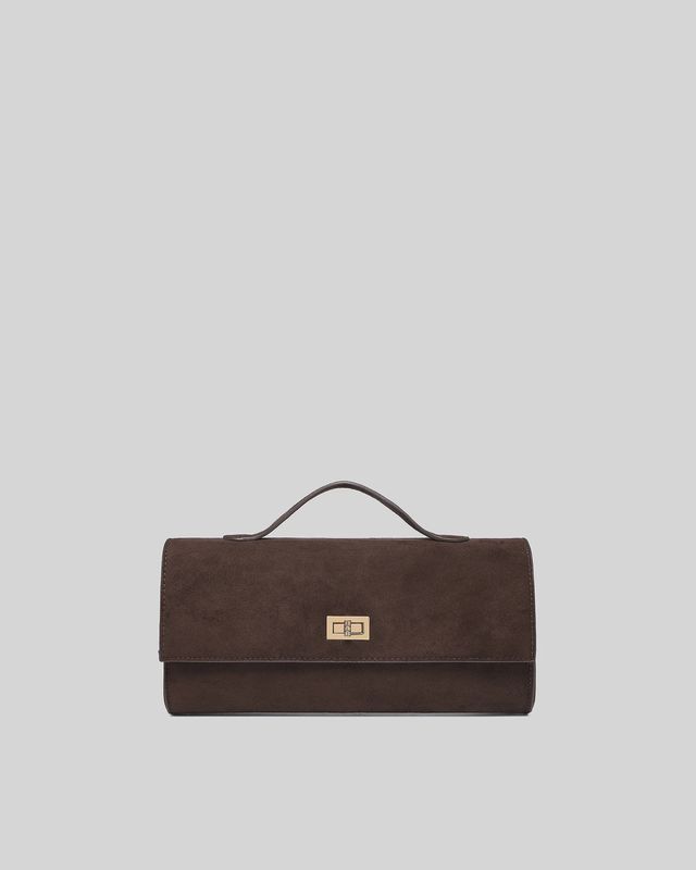 Louenhide | Delaney Suedette  Clutch | Chocolate