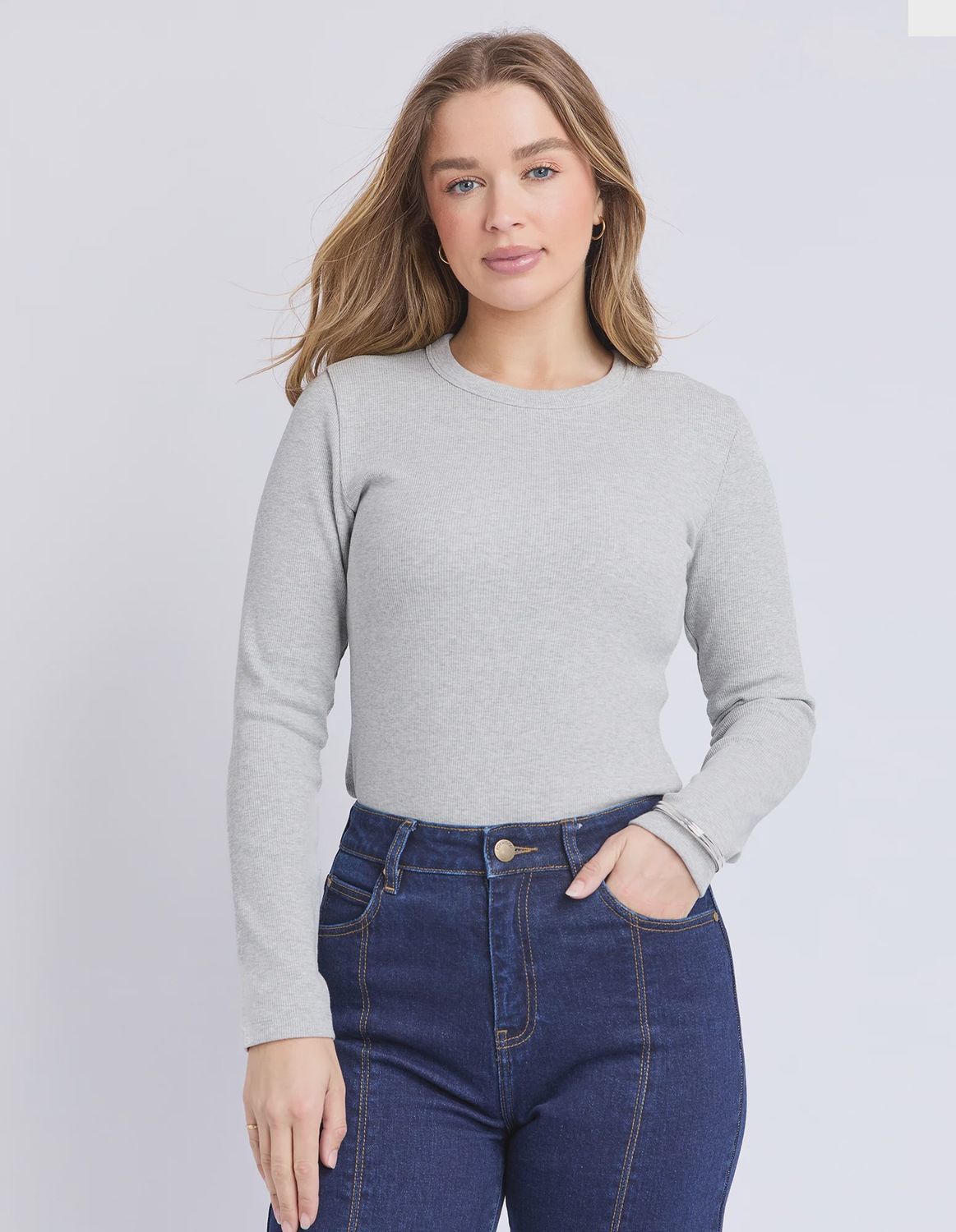 Foxwood | Scoop Ribbed Long Sleeve | Grey