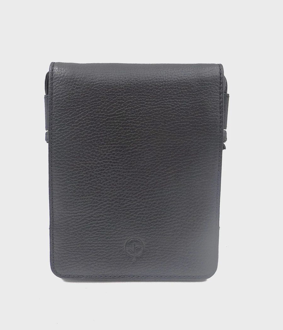 Second Nature | Magnetic Flap Leather Medium Bag | Black