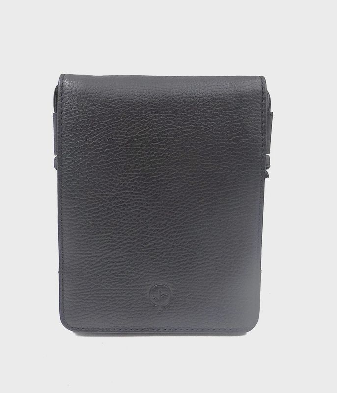 Second Nature | Magnetic Flap Leather Medium Bag | Black