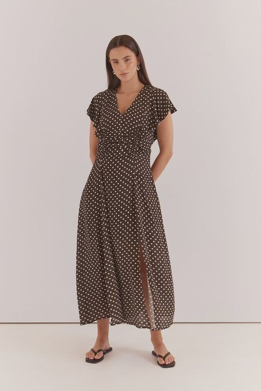 Sass | Elba Ruched Waist Dress | Polka Dot