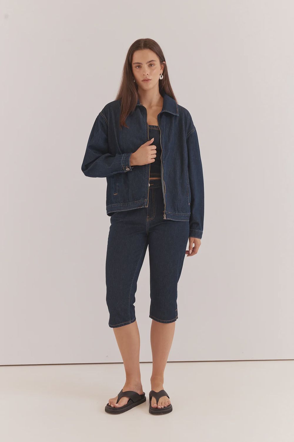 Sass | Kumi Zip Denim Jacket | Rinse Wash