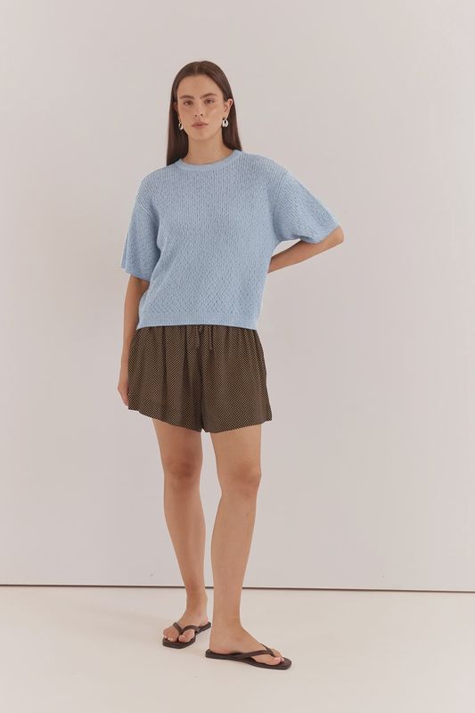 Sass | Noni Relaxed Knit Tee | Pale Blue