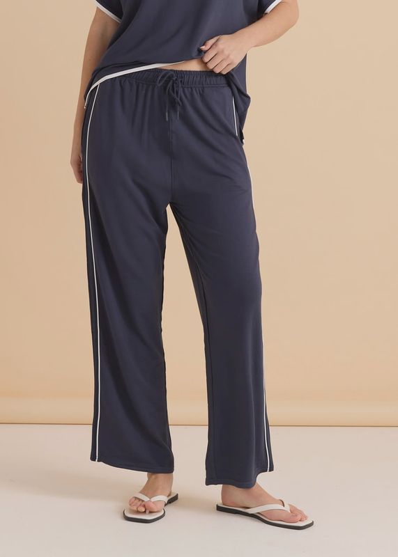 Betty Basic | Evelyn Wide Leg Jogger | Petrol/White