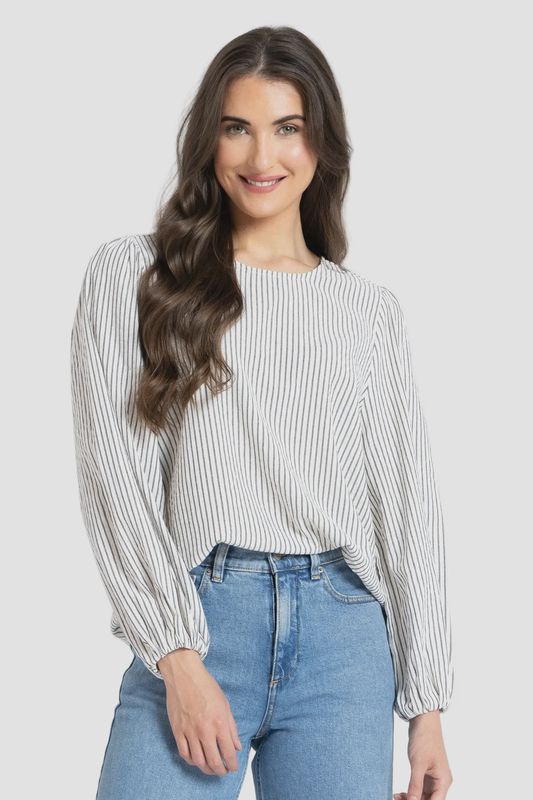 Seeking Lola | Brilliance Blouse | Blue Stripe