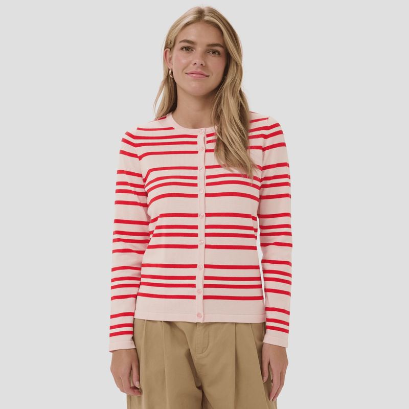 Saint Tropez | Pila Cardigan | Chalk Pink Red Multi Stripe