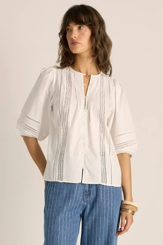 Fate + Becker | Freya Lace Trim Blouse | White