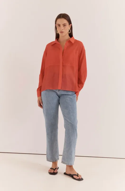 Sass | Val Oversized Shirt | Burnt Orange