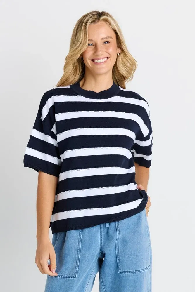 Betty Basic | Libby Boxy Top | Navy Stripe