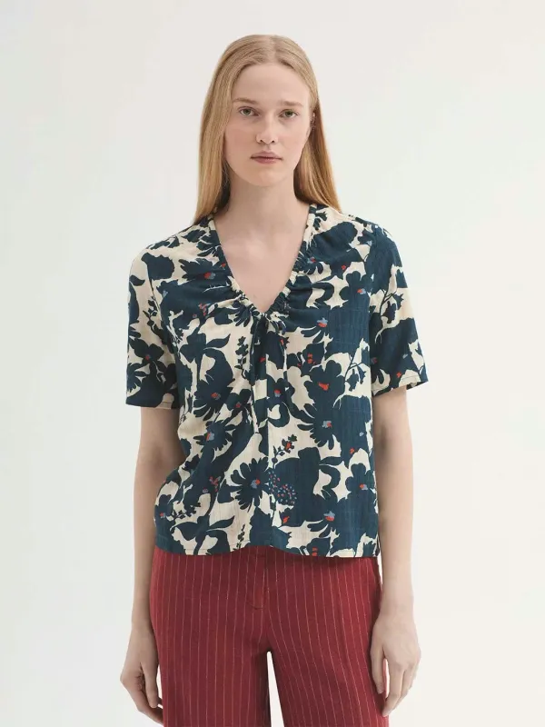 Nice Things | Penelope Flowers print top | Ecru