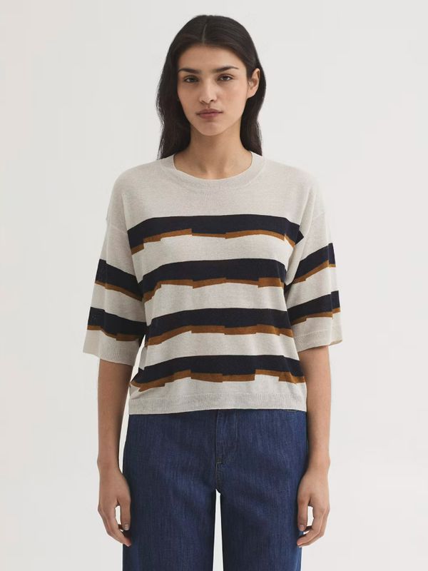 Nice Things | Broken Stripes jumper | Navy