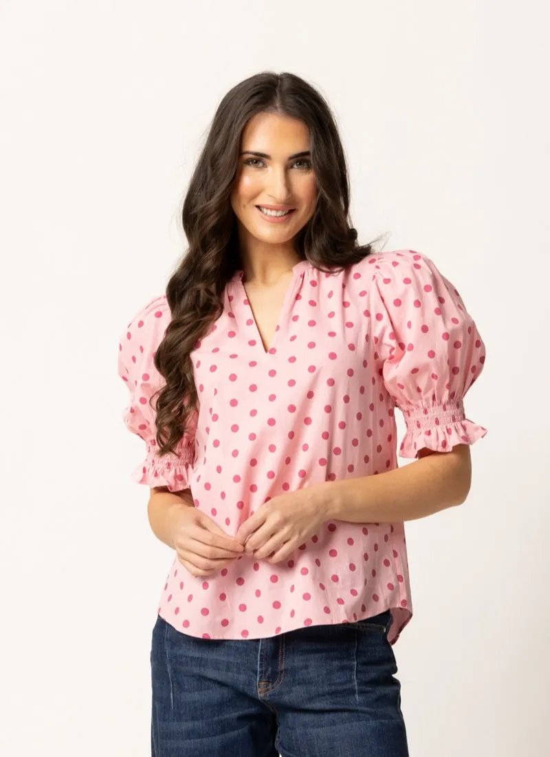 Seeking Lola | Relaxed Butterfly top | Pink Spot
