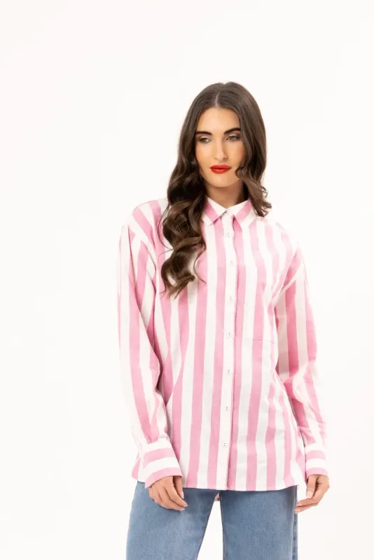 Leila + Luca | Essential Shirt | Pink Stripe