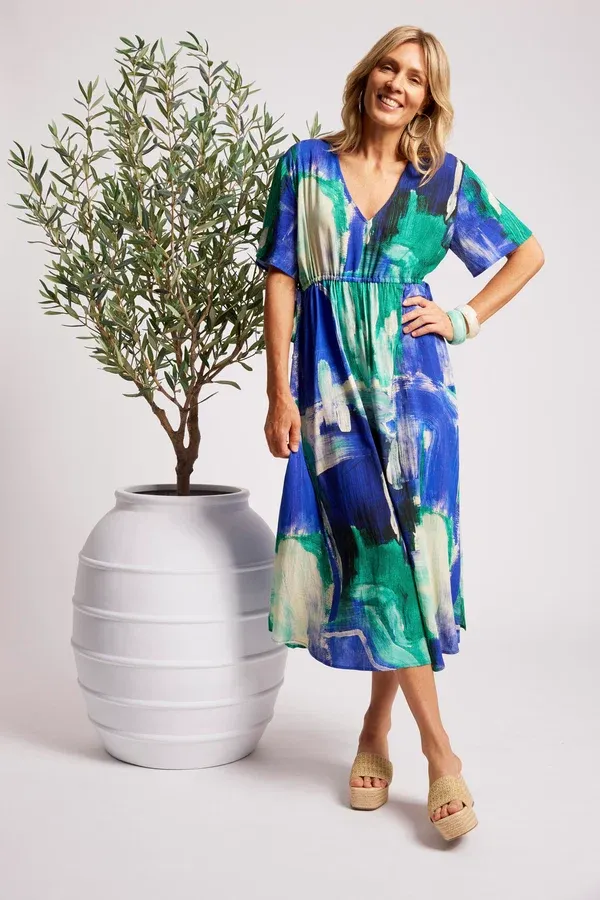 Eb + Ive | Palmera Tie Maxi Dress | Seafoam