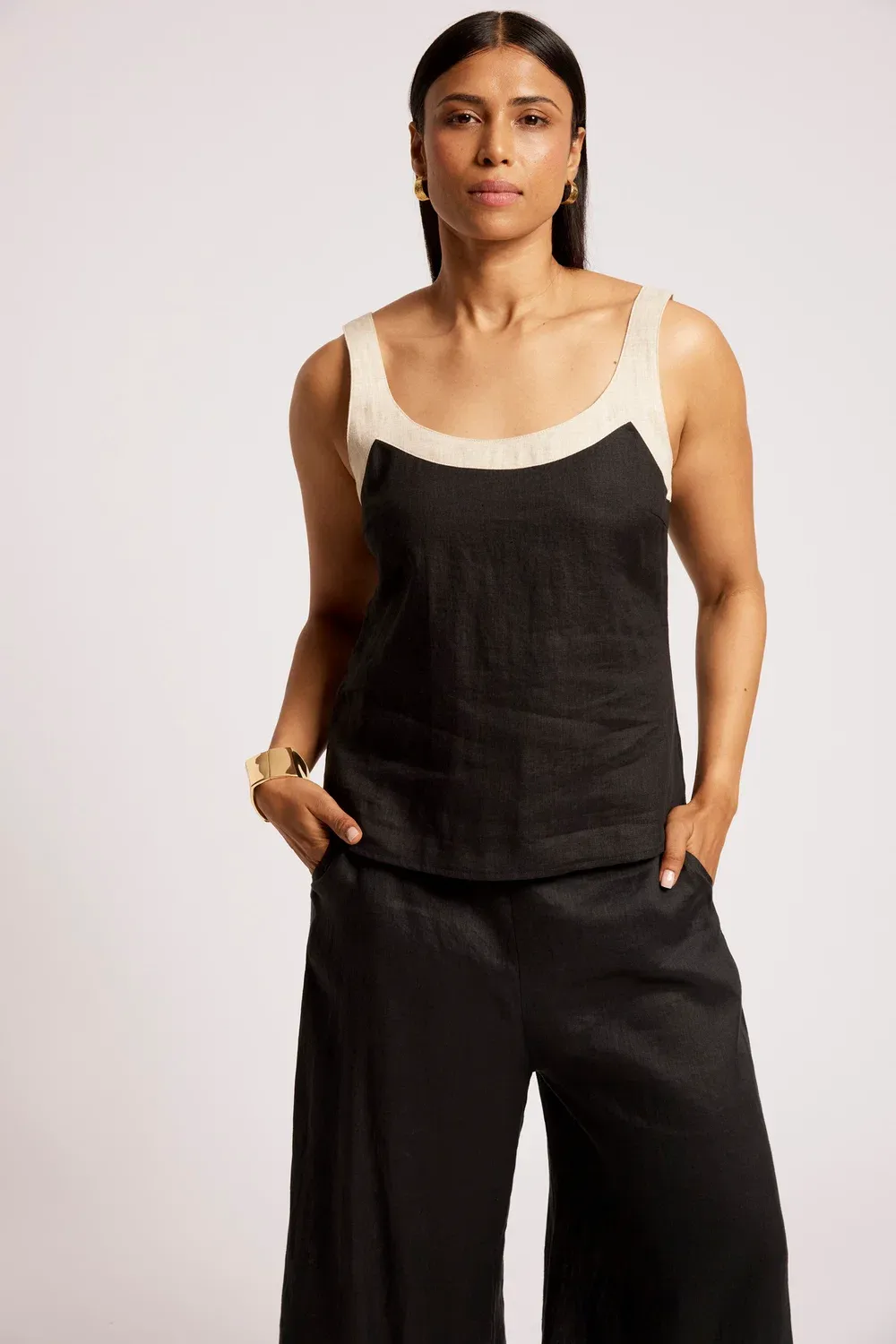 Eb + Ive | Maris Splice Tank | Black/Tusk