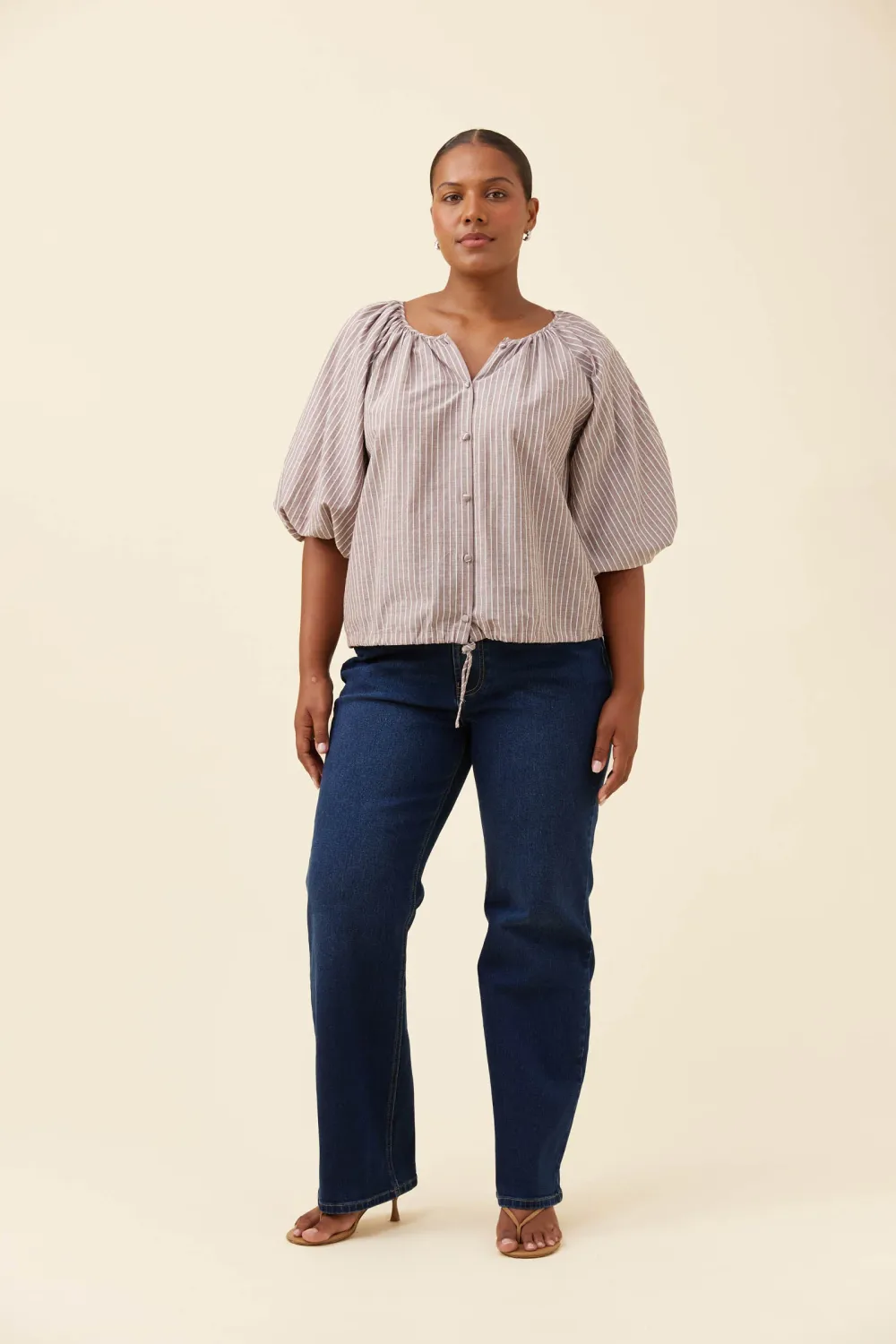 Isle of Mine | Lyndell Drawstring Top | Taupe