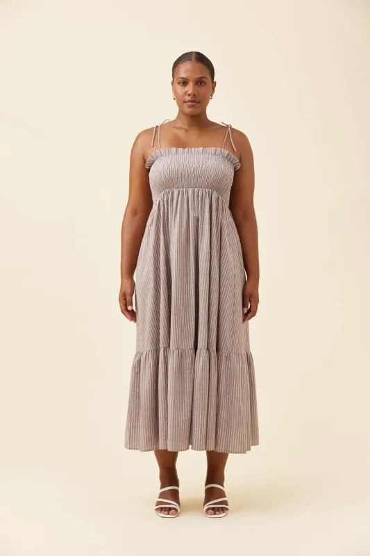 Isle of Mine | Lyndell Shirred Maxi Dress | Taupe