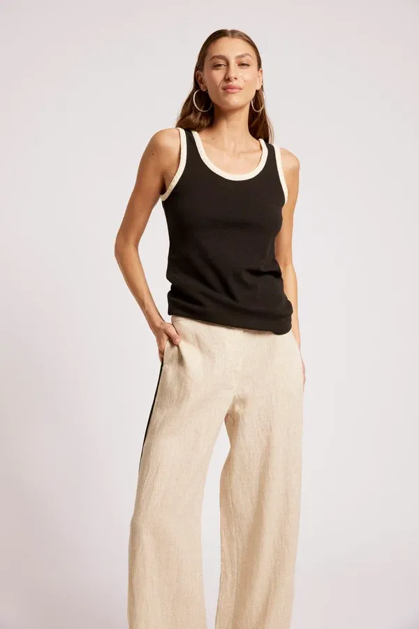 Eb &amp; Ive | Maris Stitched Tank | Black/Tusk