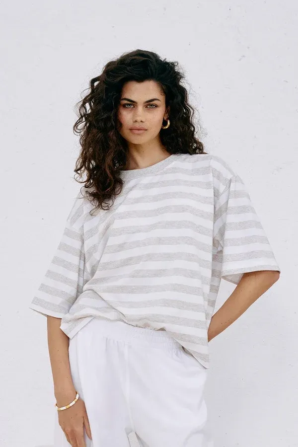 Eb &amp; Ive | Studio stripe Tshirt | Stone