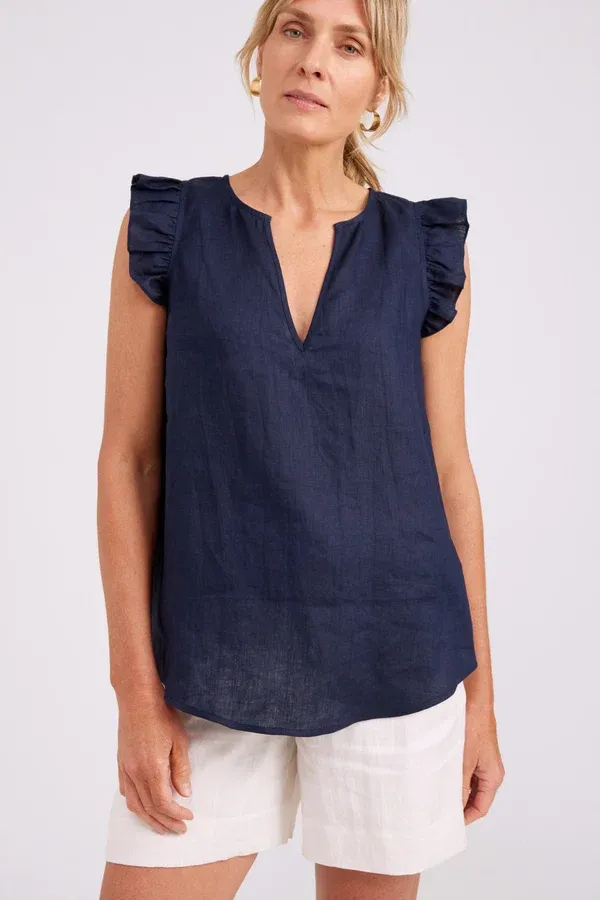 Eb &amp; Ive | Studio Frill Tank | Navy