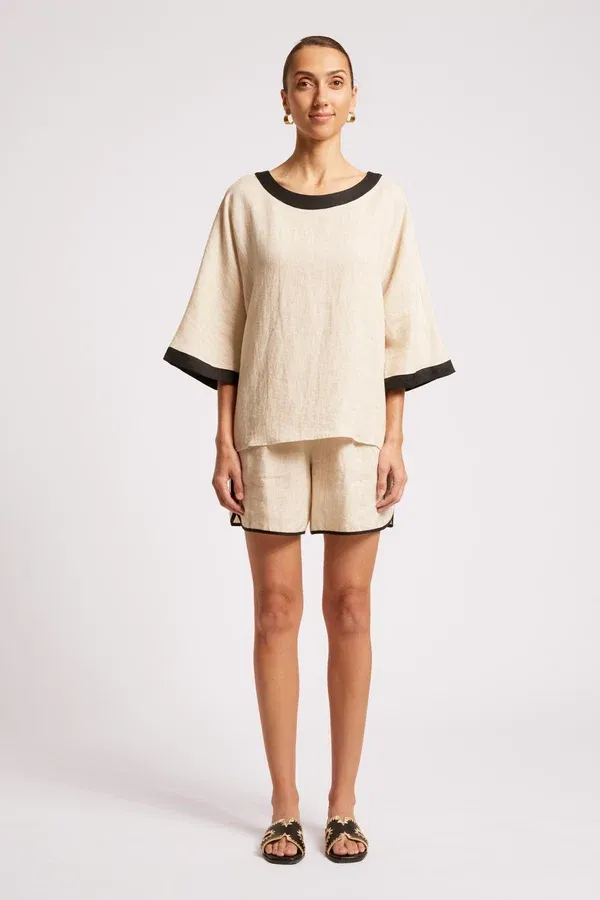 Eb &amp; Ive | Maris Relaxed splice Top | Tusk/Black | one size