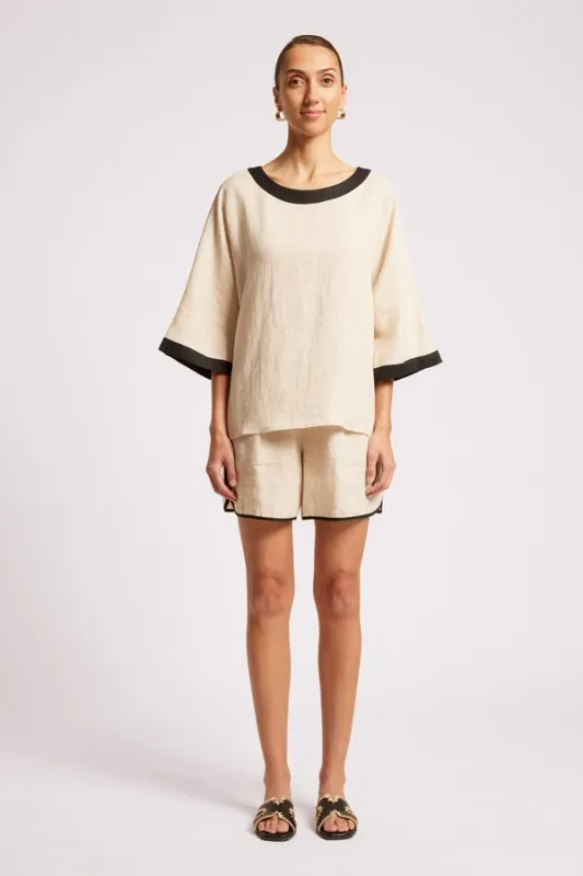 Eb &amp; Ive | Maris Relaxed splice Top | Tusk/Black | one size
