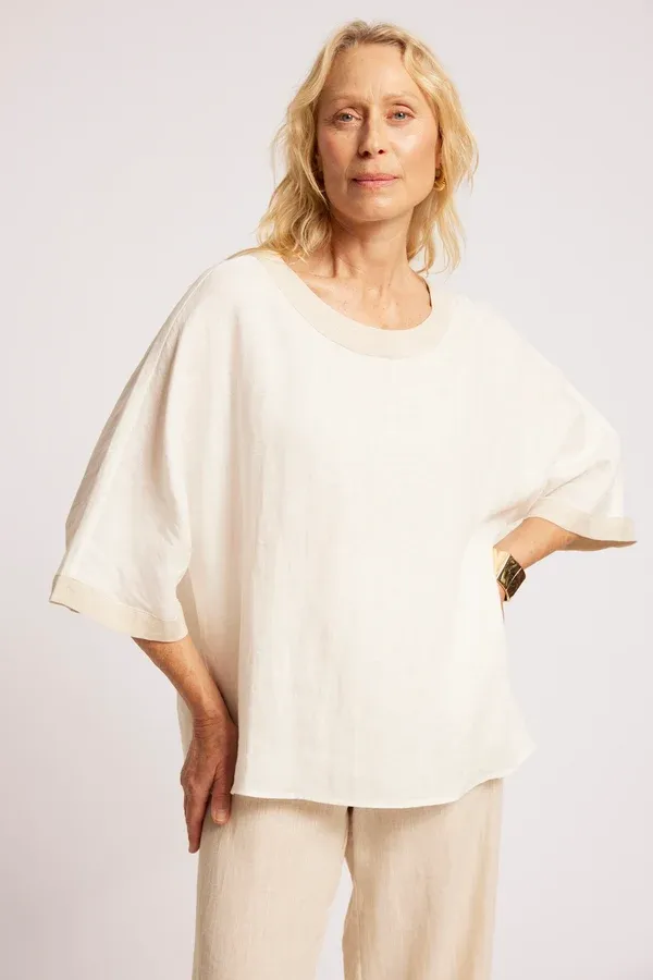 Eb &amp; Ive | Maris Relaxed splice Top |  White/Tusk | one size