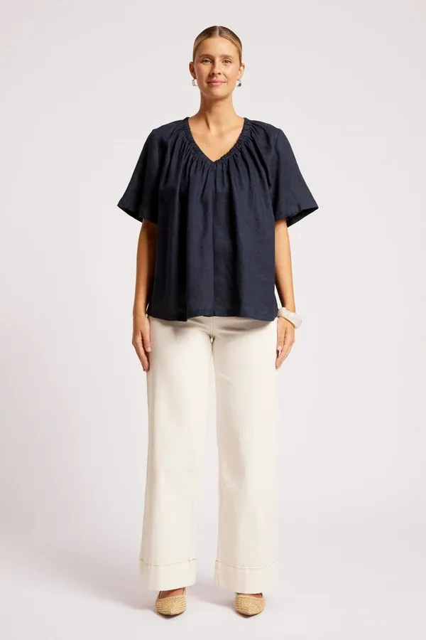 Eb &amp; Ive | Cove Relaxed Top | Indigo | One size