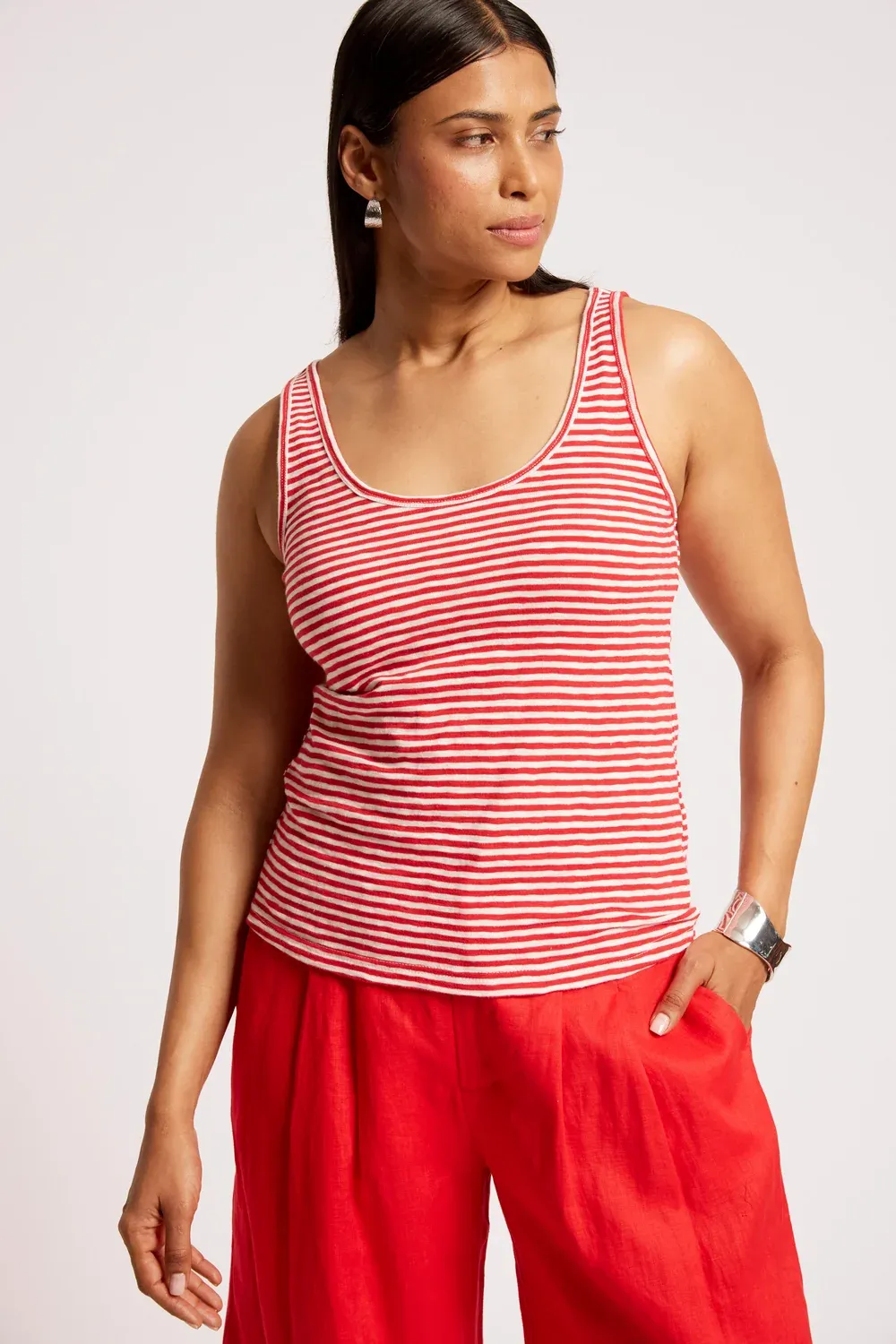 Eb &amp; Ive |  Casa Striped Tank | Aperol/White