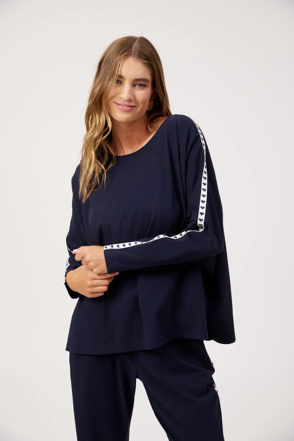 Haven | Elba Heart Long Sleeve Tshirt | Navy