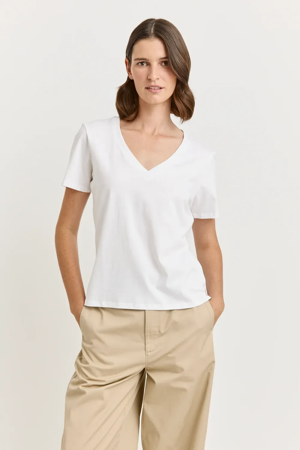 Toorallie | Organic V neck Tee | White