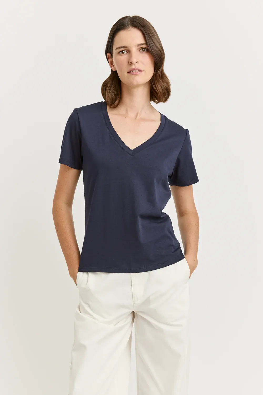 Toorallie | Organic V neck Tee | Navy