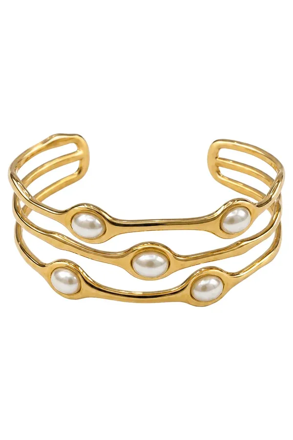 Eb + Ive | Solara Cuff | Gold/Pearl