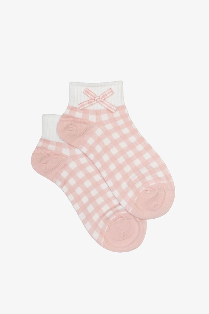 Antler | Gingham Bow Sock | Pink