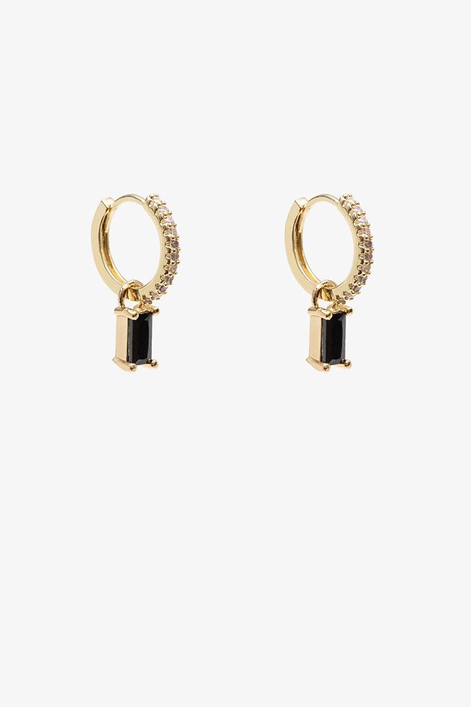 Antler | Black Baguette Huggie | Gold