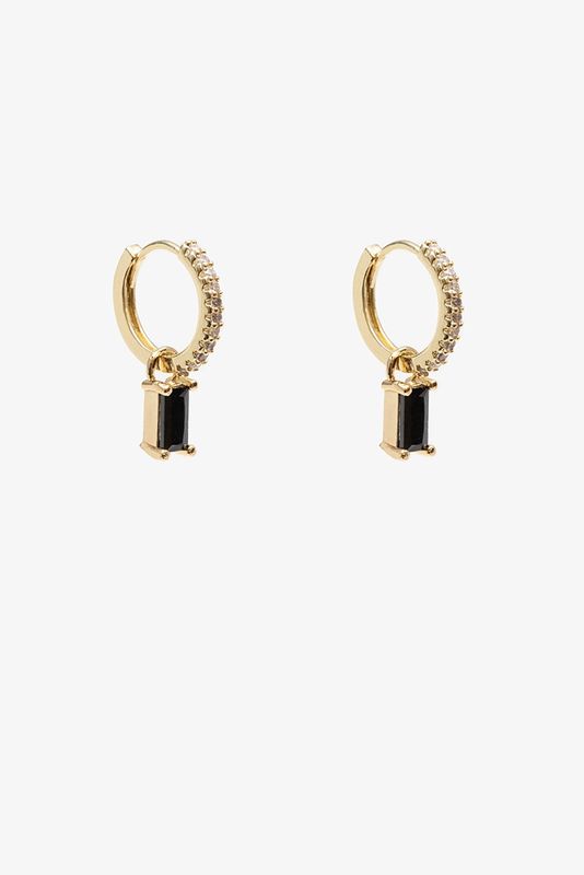 Antler | Black Baguette Huggie | Gold